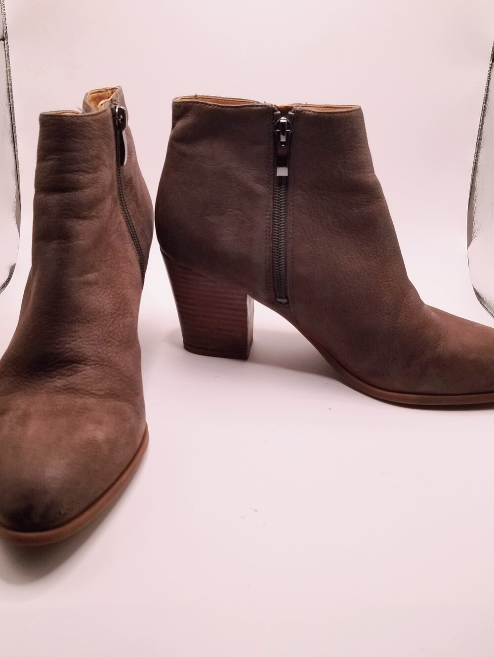 Franco Sarto Aeron Leather Ankle Booties Brown Size 8.5